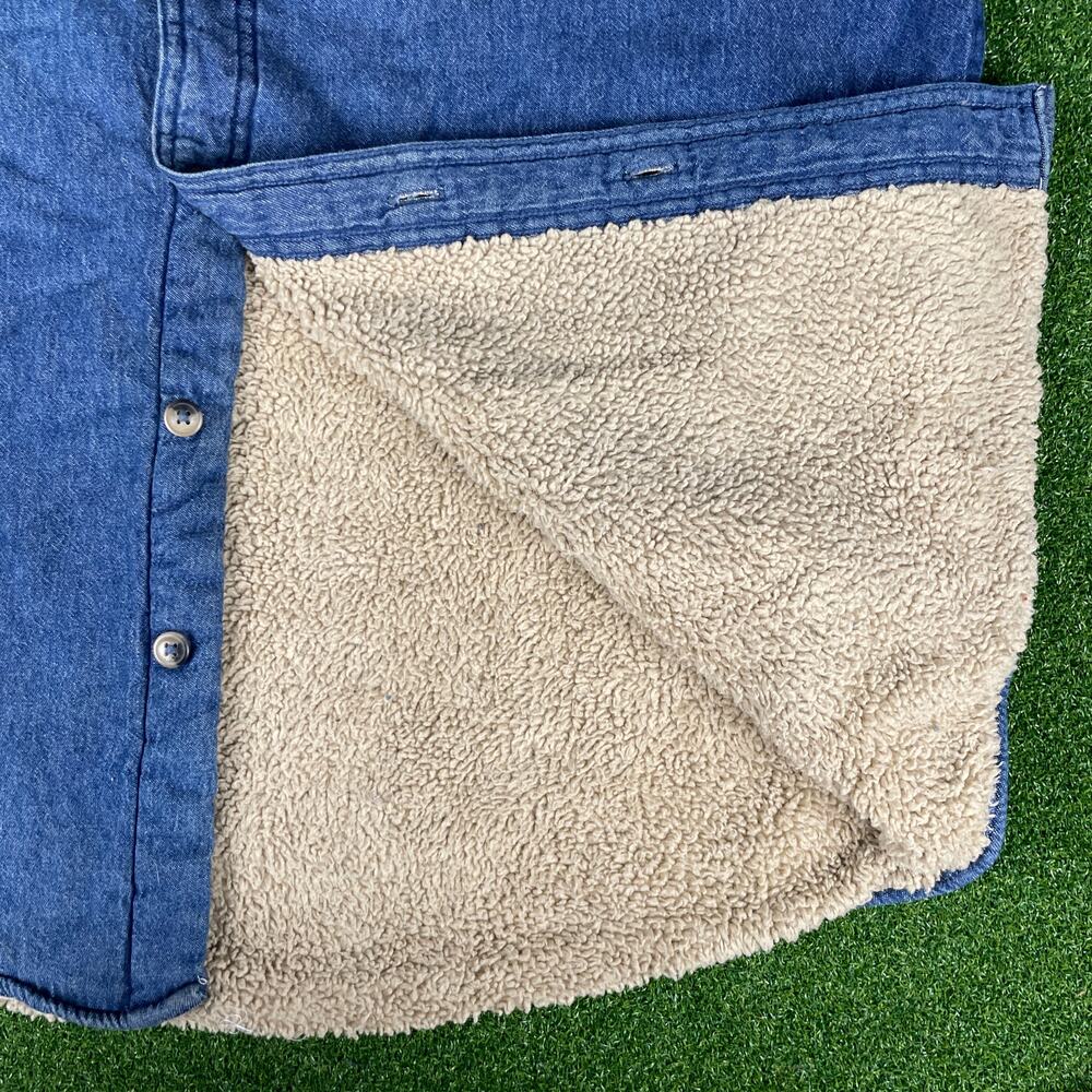 Vintage Wrangler Mens Blue Denim Sherpa Lined Shirt Jacket Sz M - Picture 5 of 6